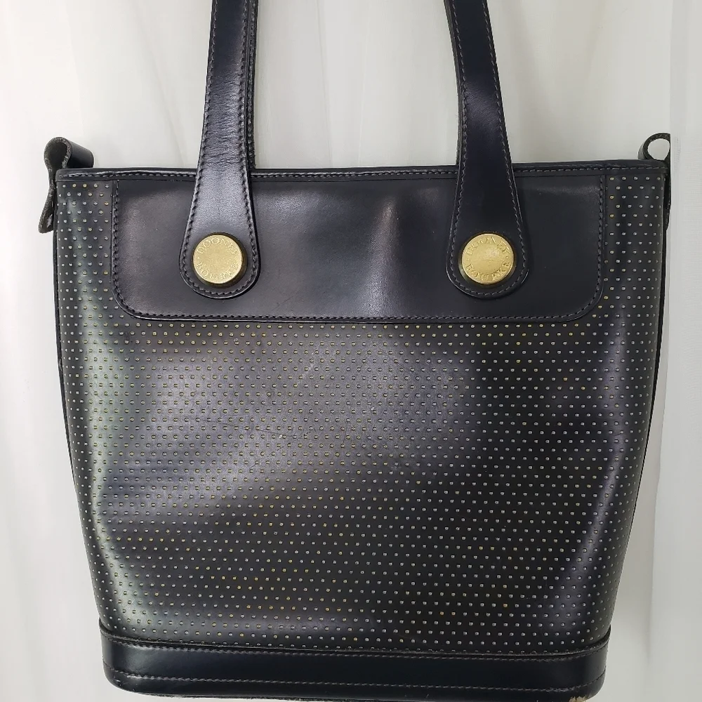 Vintage Dooney & Bourke black perforated leather large shoulder bag - Picture 6 of 13